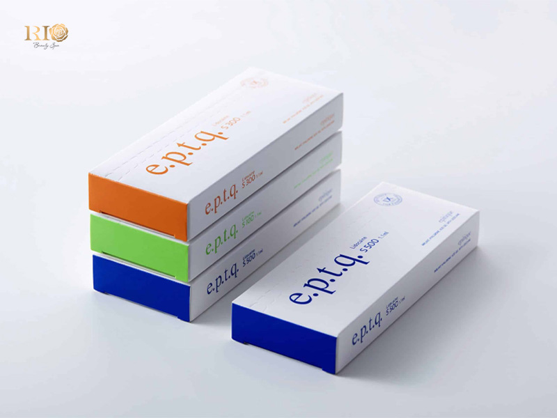 Bốn hộp sản phẩm e.p.t.q. Hàn Quốc nằm trong nhóm các loại filler được bộ y tế cấp phép.