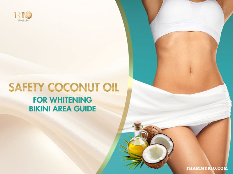 Coconut oil for whitening bikini area guide banner featuring Rio Beauty Spa logo