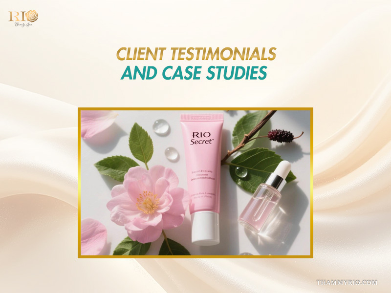 Pink Rio Secret intimate lightening cream and serum displayed with fresh flowers for maintaining results on dark private areas