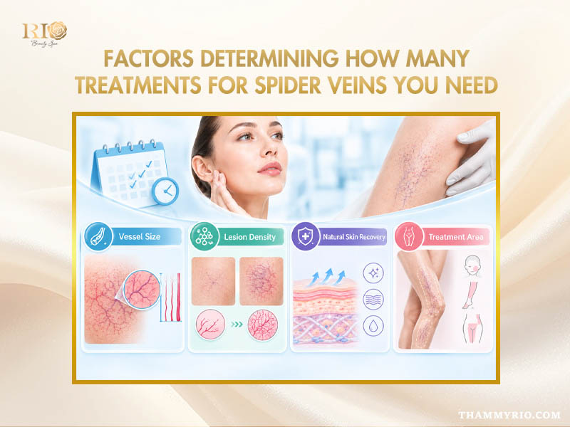 Factors determining how many treatments for spider veins you need including vessel size and skin recovery