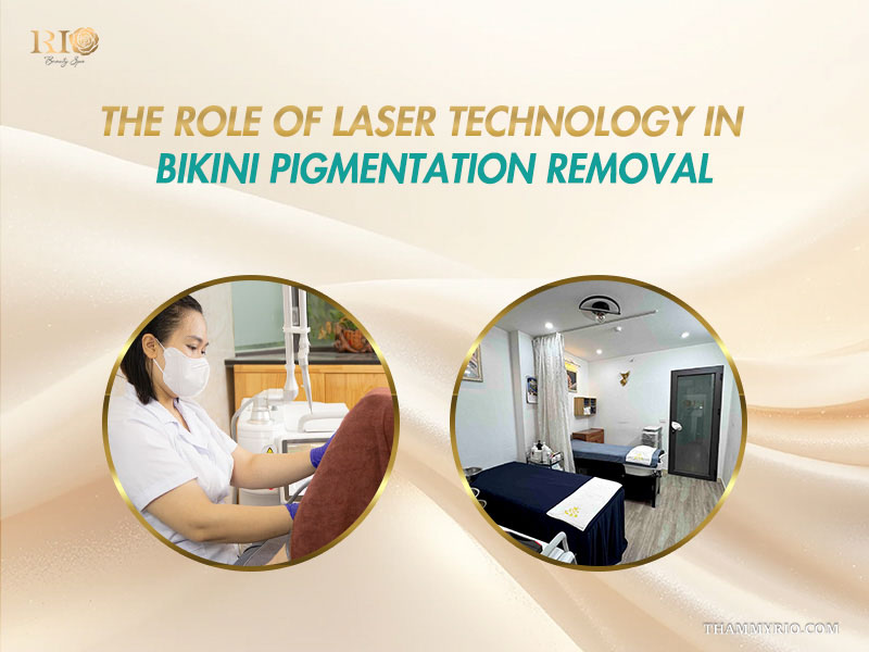 Aesthetician operating advanced laser systems in a dedicated suite for hyperpigmentation bikini line treatment