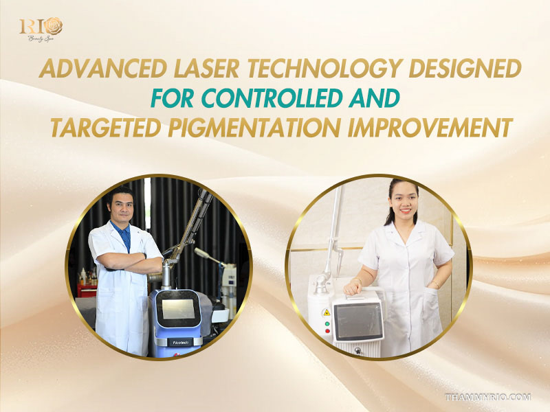 Laser specialists standing beside Picotech and Fotona platforms designed for controlled laser anal whitening