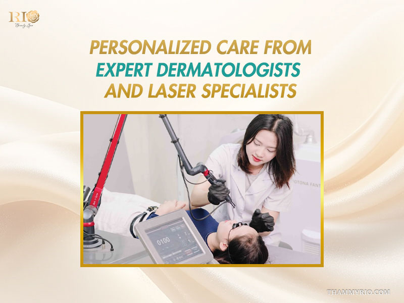 Certified laser specialist administering precise periorbital vein treatment with an articulated laser handpiece