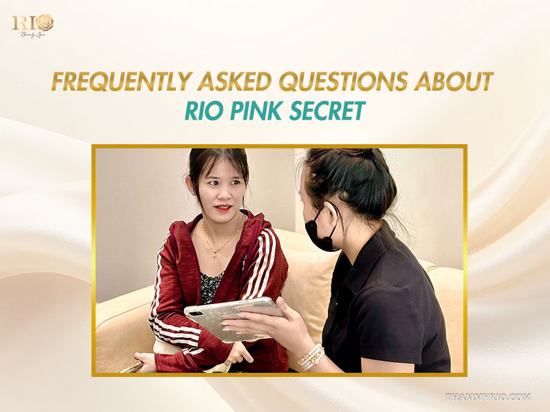 Specialist answering client questions and explaining usage instructions for Rio Pink Secret during a consultation