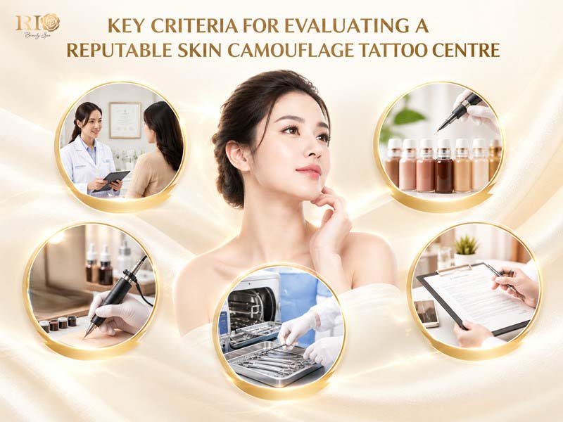 Key criteria for evaluating a reputable skin camouflage tattoo center in Hanoi, featuring professional consultation and sterile tools