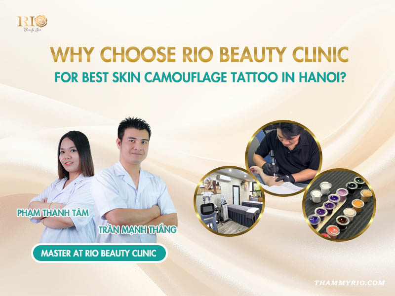 Masters Pham Thanh Tam and Tran Manh Thang providing skin camouflage tattoo in Hanoi
