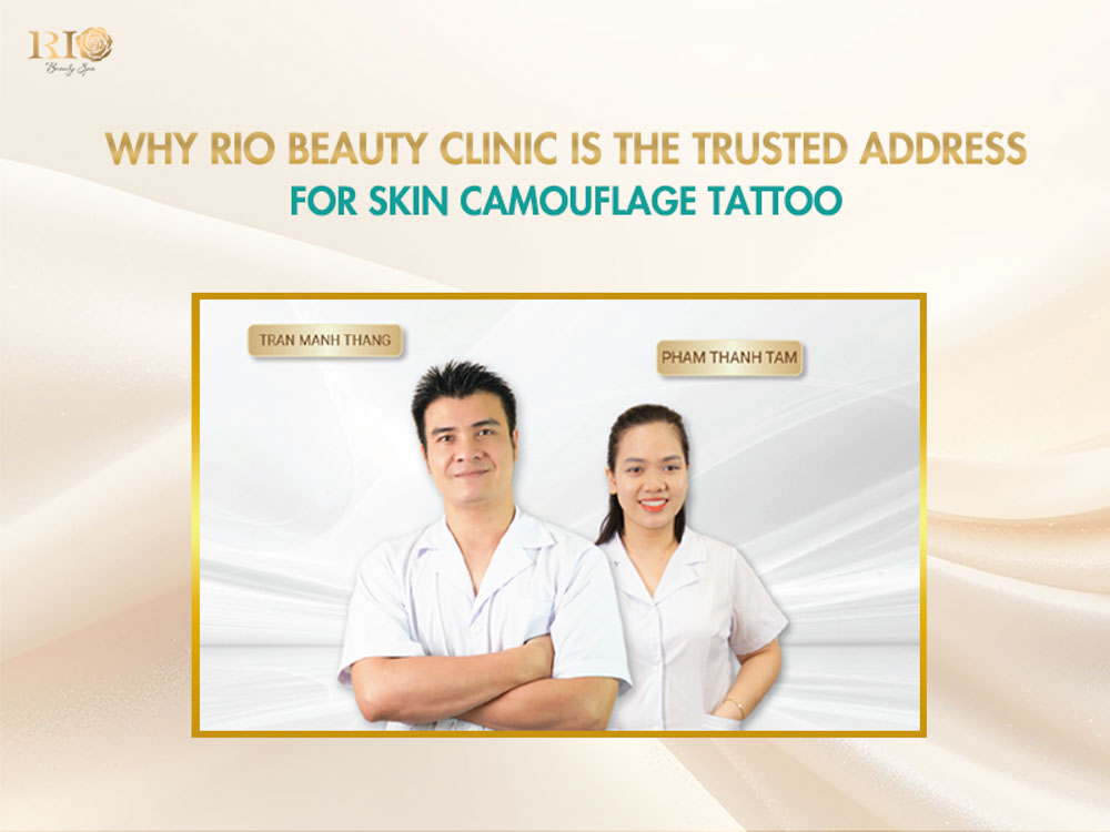 Senior specialists Tran Manh Thang and Pham Thanh Tam leading skin tone tattoo cover up treatments at Rio Beauty Clinic