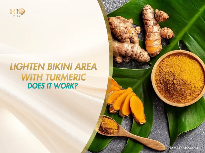 Fresh turmeric roots and ground powder assessing if using turmeric for bikini area skin lightening actually works