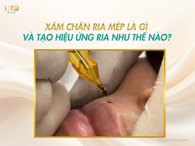 Cận cảnh quá trình dùng kim chuyên dụng để xăm chân ria mép tạo hiệu ứng chân thực.