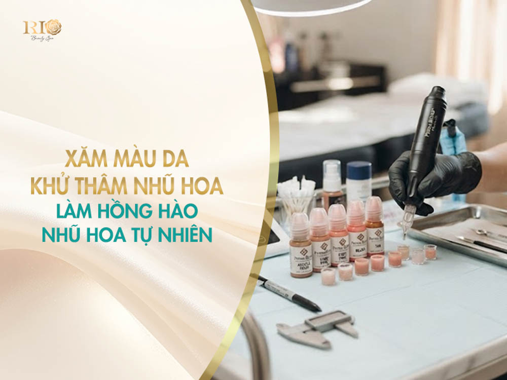 Khay mực hữu cơ sinh học và thiết bị vi kim trong quy trình xăm màu da nhũ hoa làm hồng tự nhiên