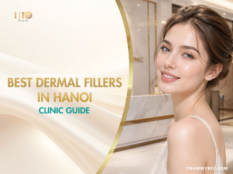 A smiling woman introducing the guide to the best dermal fillers in Hanoi at Rio Beauty Clinic.