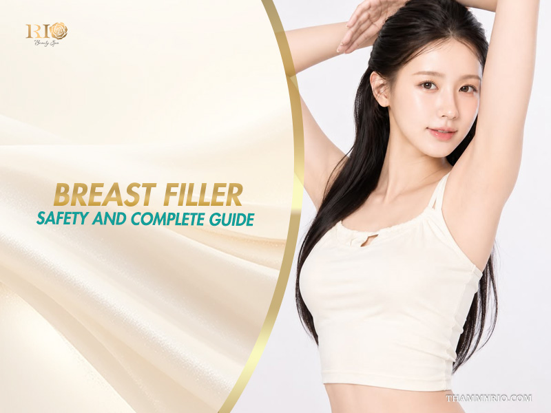 Woman posing gracefully in a white top while learning about breast filler safety guidelines.