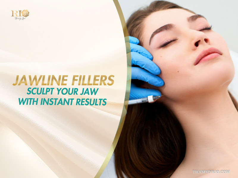 Patient receiving a jawline filler treatment to sculpt facial contours.