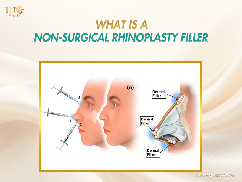 Anatomical diagram explaining how a nose filler works.